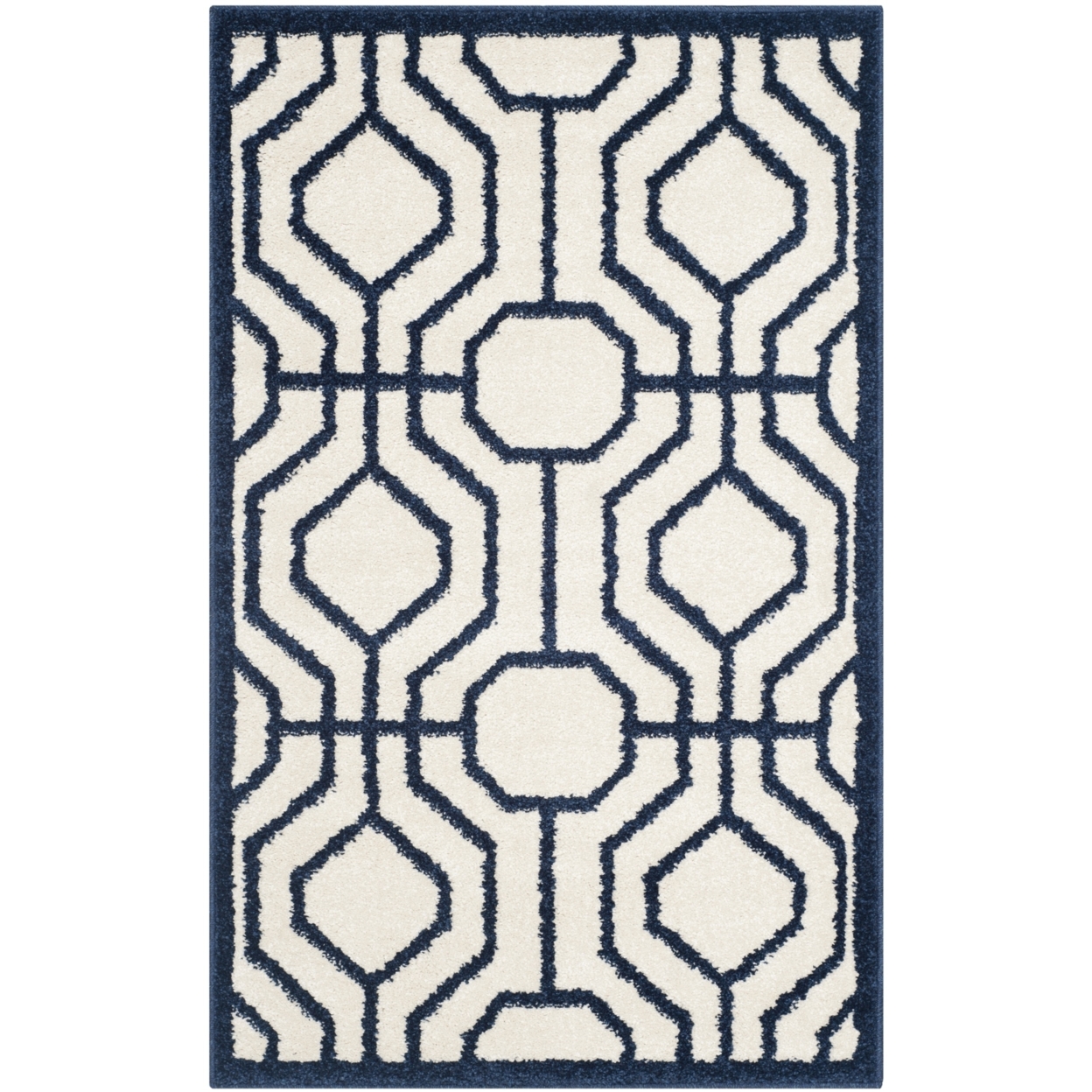 SAFAVIEH Amherst Collection AMT416M Ivory / Navy Rug - 2' 6 X 4'