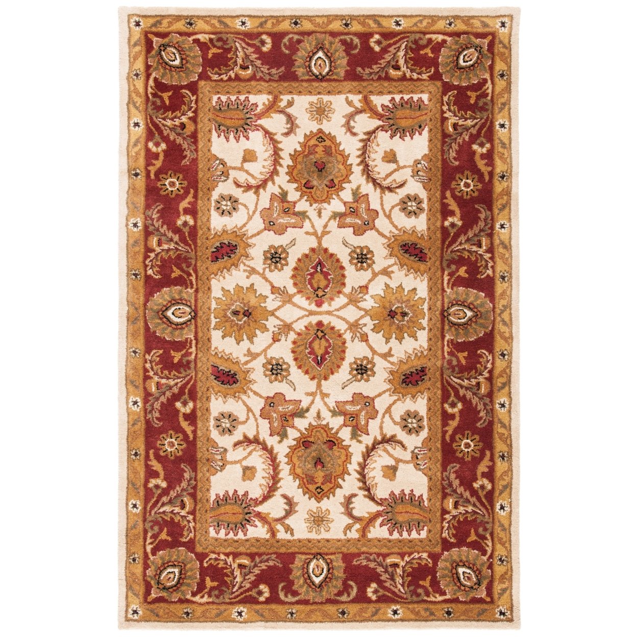SAFAVIEH Classic CL244D Handmade Ivory / Red Rug - 7' 6 X 9' 6 Oval
