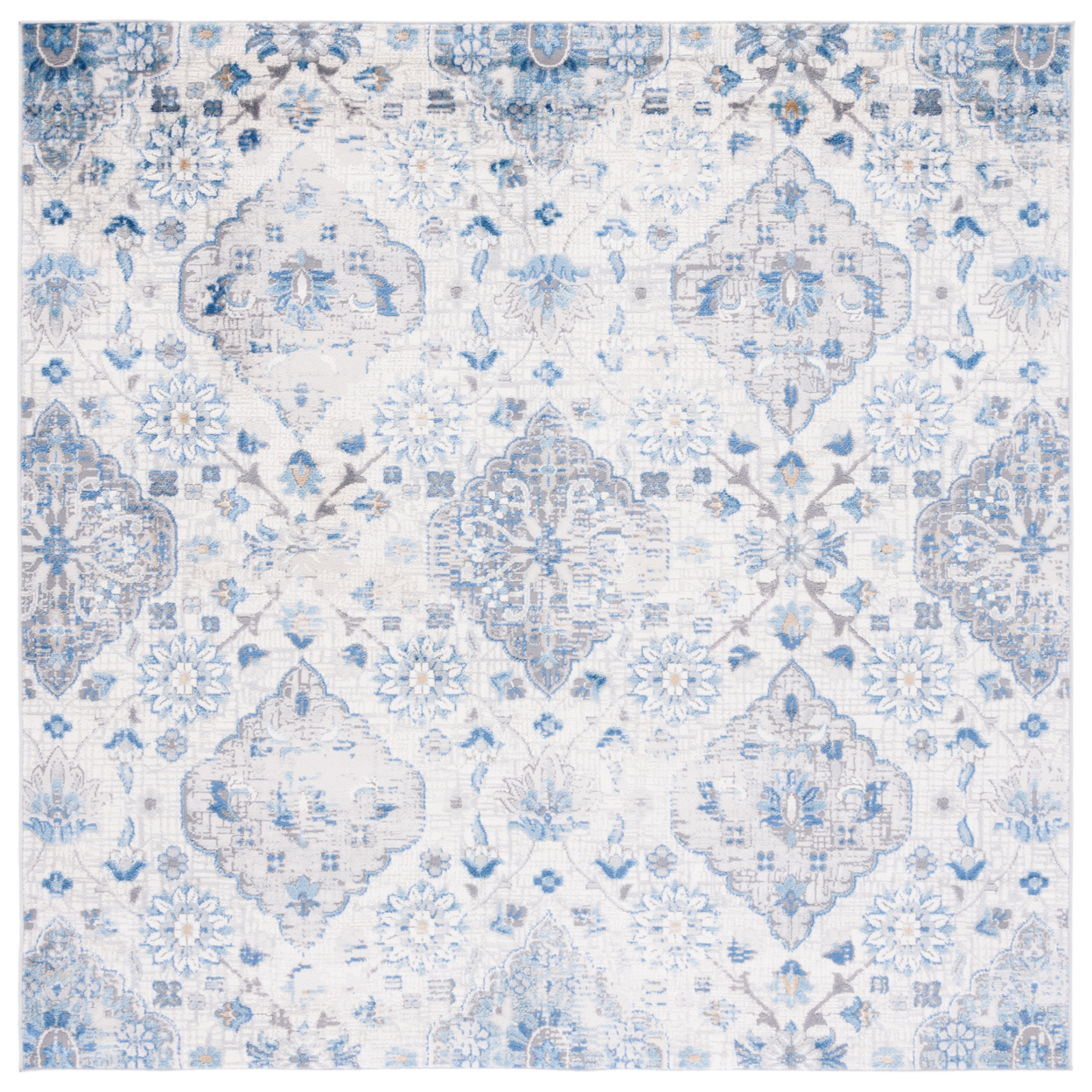 SAFAVIEH Shivan Collection SHV148M Ivory / Blue Rug - 6' 7 Square