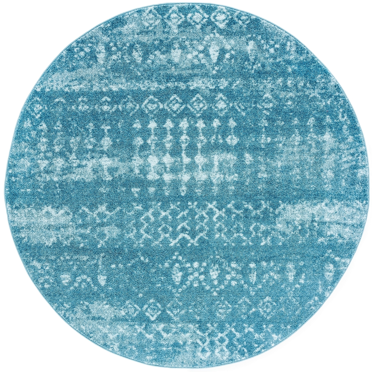 SAFAVIEH Tulum Collection TUL240M Turquoise / Blue Rug - 6-7 X 6-7 Round