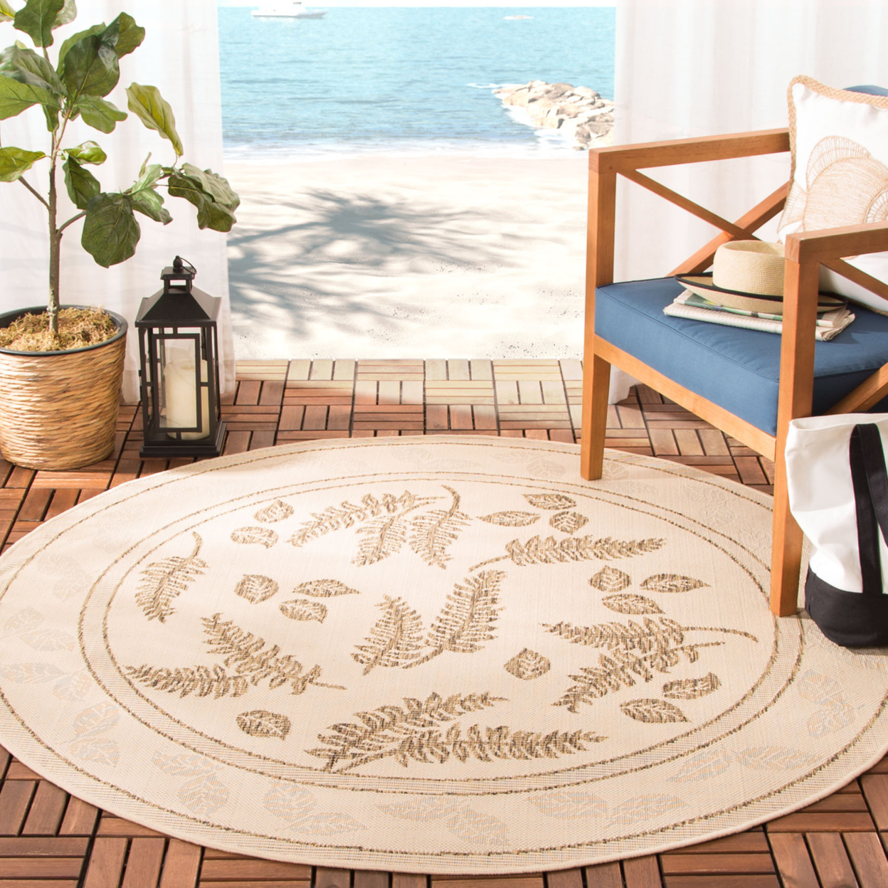 SAFAVIEH Outdoor CY0772-3001 Courtyard Natural / Brown Rug - 8' X 11'