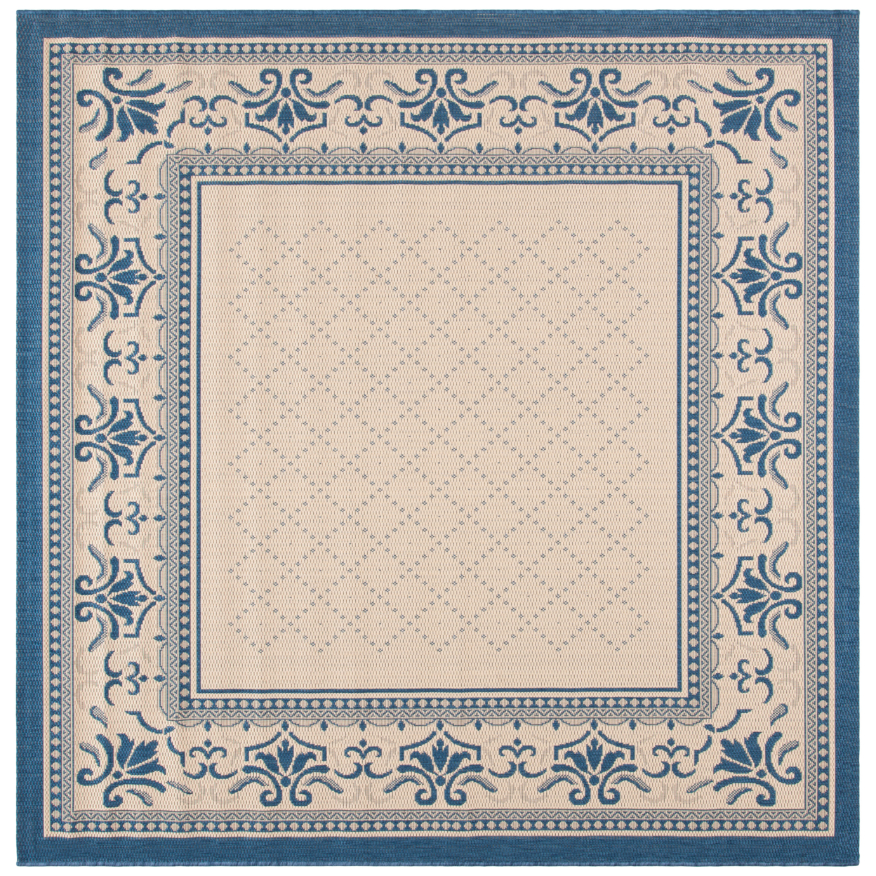 SAFAVIEH Outdoor CY0901-3101 Courtyard Natural / Blue Rug - 7' 10 Square