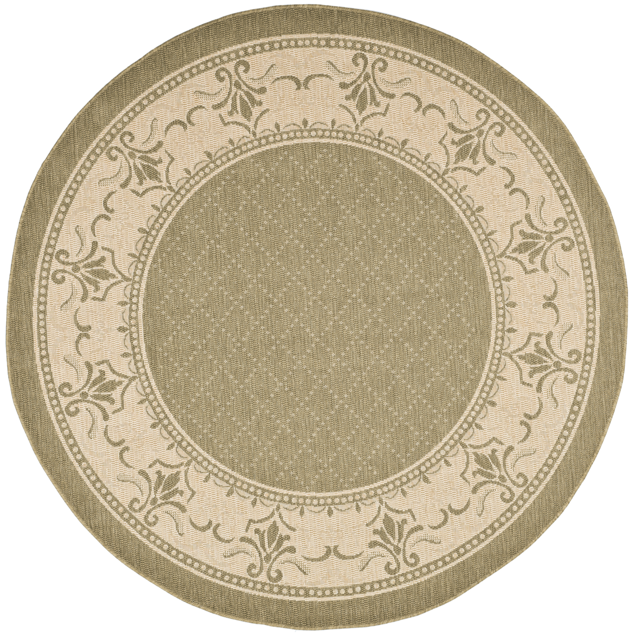 SAFAVIEH Outdoor CY0901-1E06 Courtyard Olive / Natural Rug - 6' 7 Round