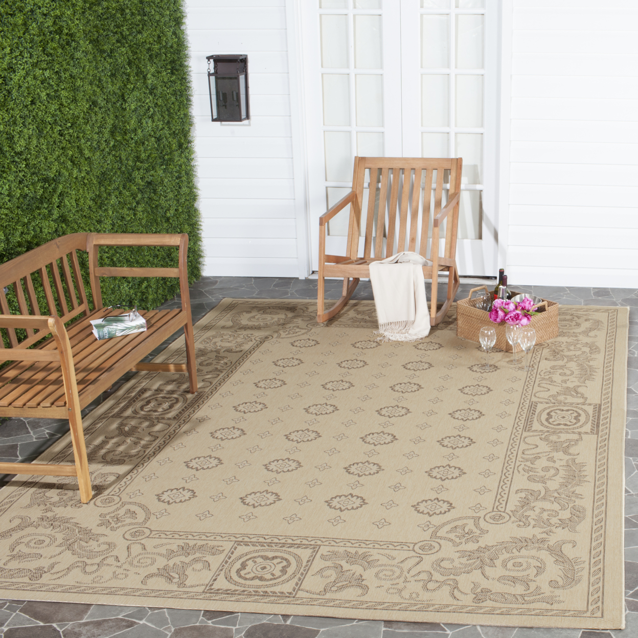 SAFAVIEH Outdoor CY1356-3001 Courtyard Natural / Brown Rug - 5' 3 X 7' 7