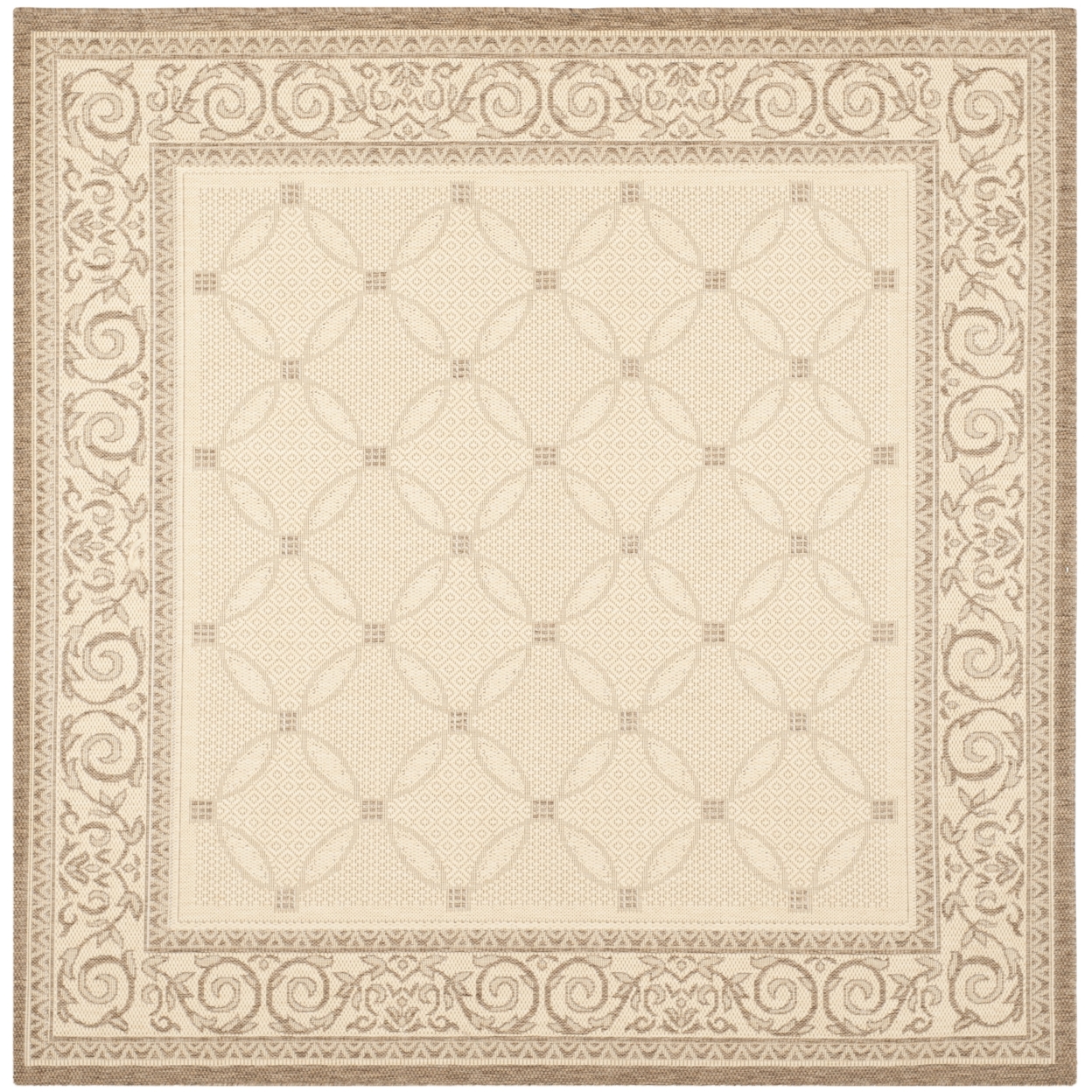 SAFAVIEH Outdoor CY1502-3001 Courtyard Natural / Brown Rug - 6' 7 Square