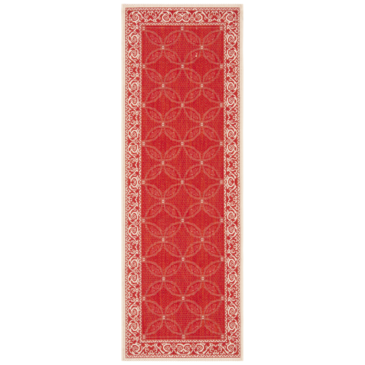 SAFAVIEH Outdoor CY1502-3707 Courtyard Red / Natural Rug - 2' 3 X 10'
