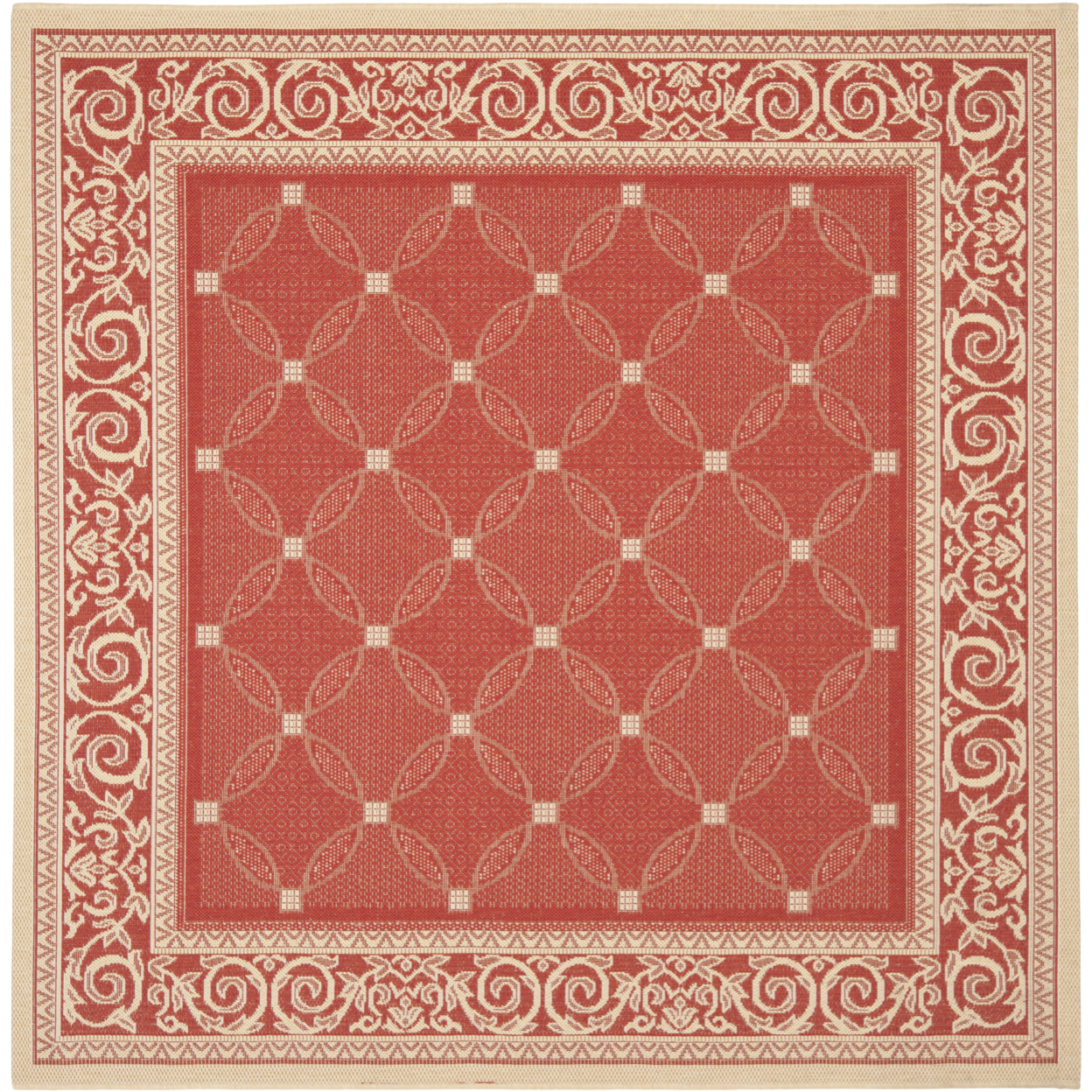SAFAVIEH Outdoor CY1502-3707 Courtyard Red / Natural Rug - 7' 10 Square