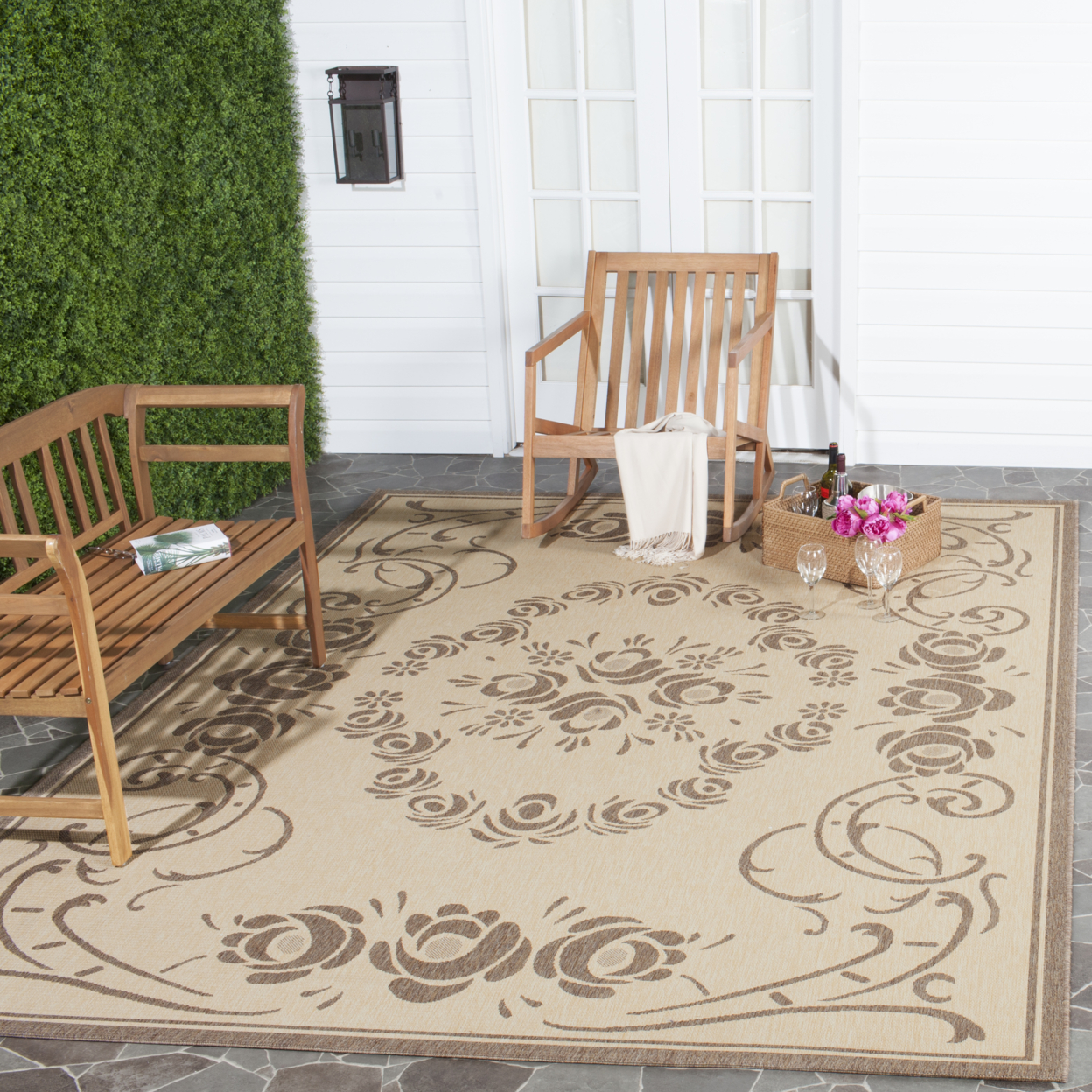 SAFAVIEH Outdoor CY1893-3001 Courtyard Natural / Brown Rug - 5' 3 X 7' 7