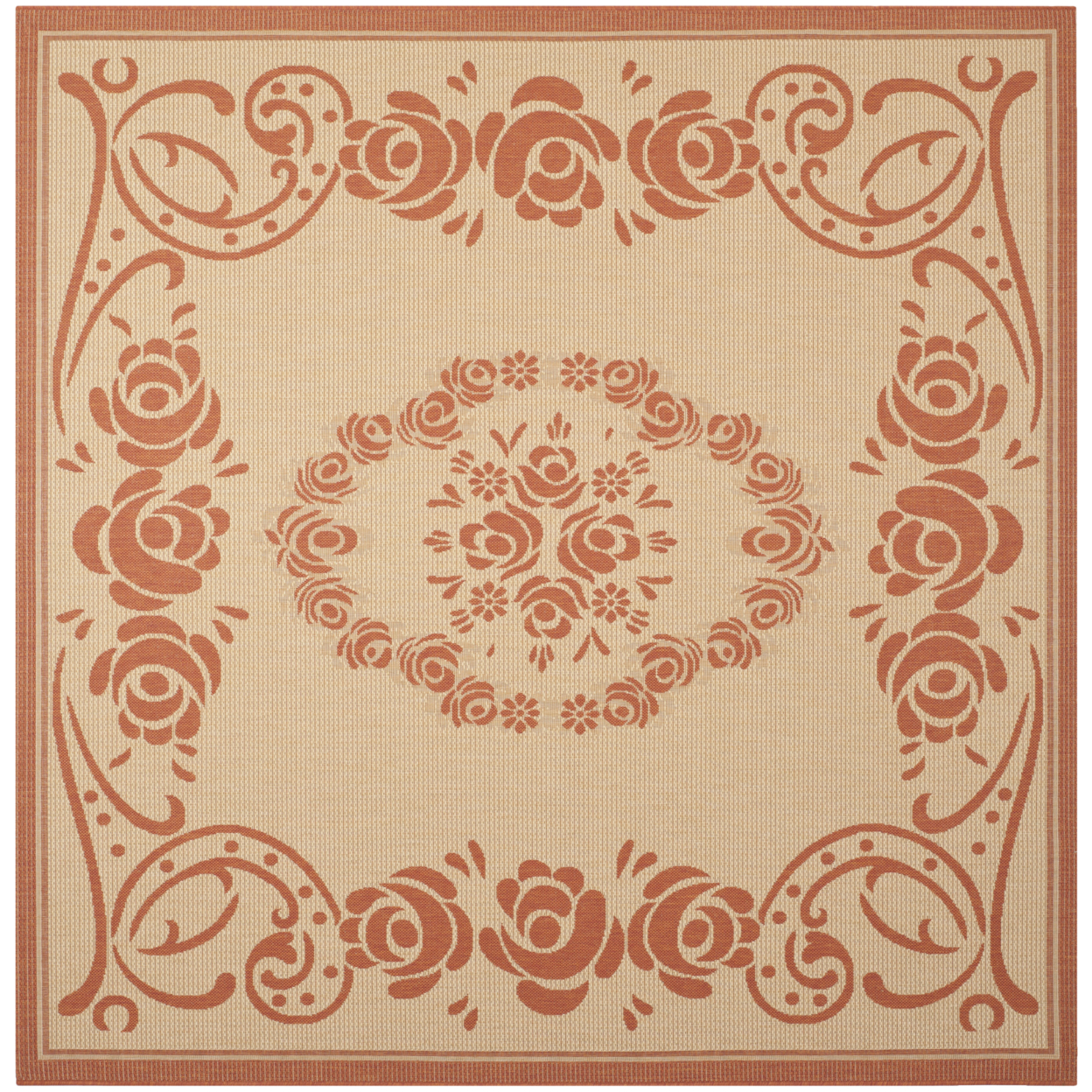 SAFAVIEH Outdoor CY1893-3201 Courtyard Natural / Terra Rug - 7' 10 Square