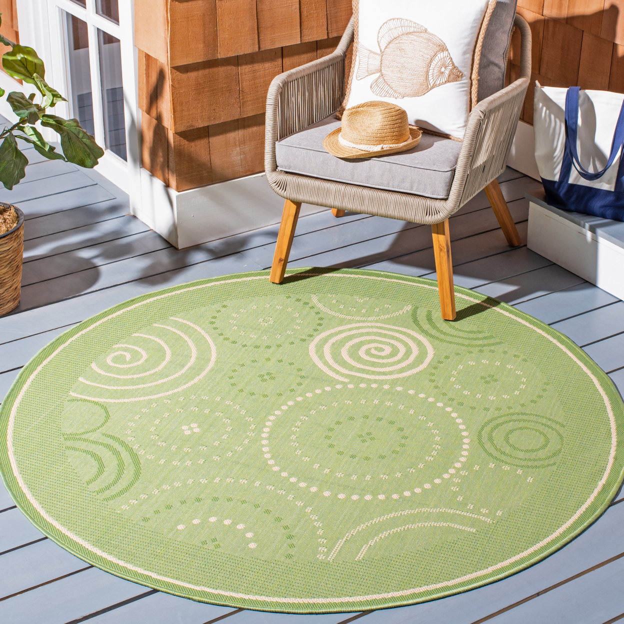 SAFAVIEH Outdoor CY1906-1E06 Courtyard Olive / Natural Rug - 8' X 11'