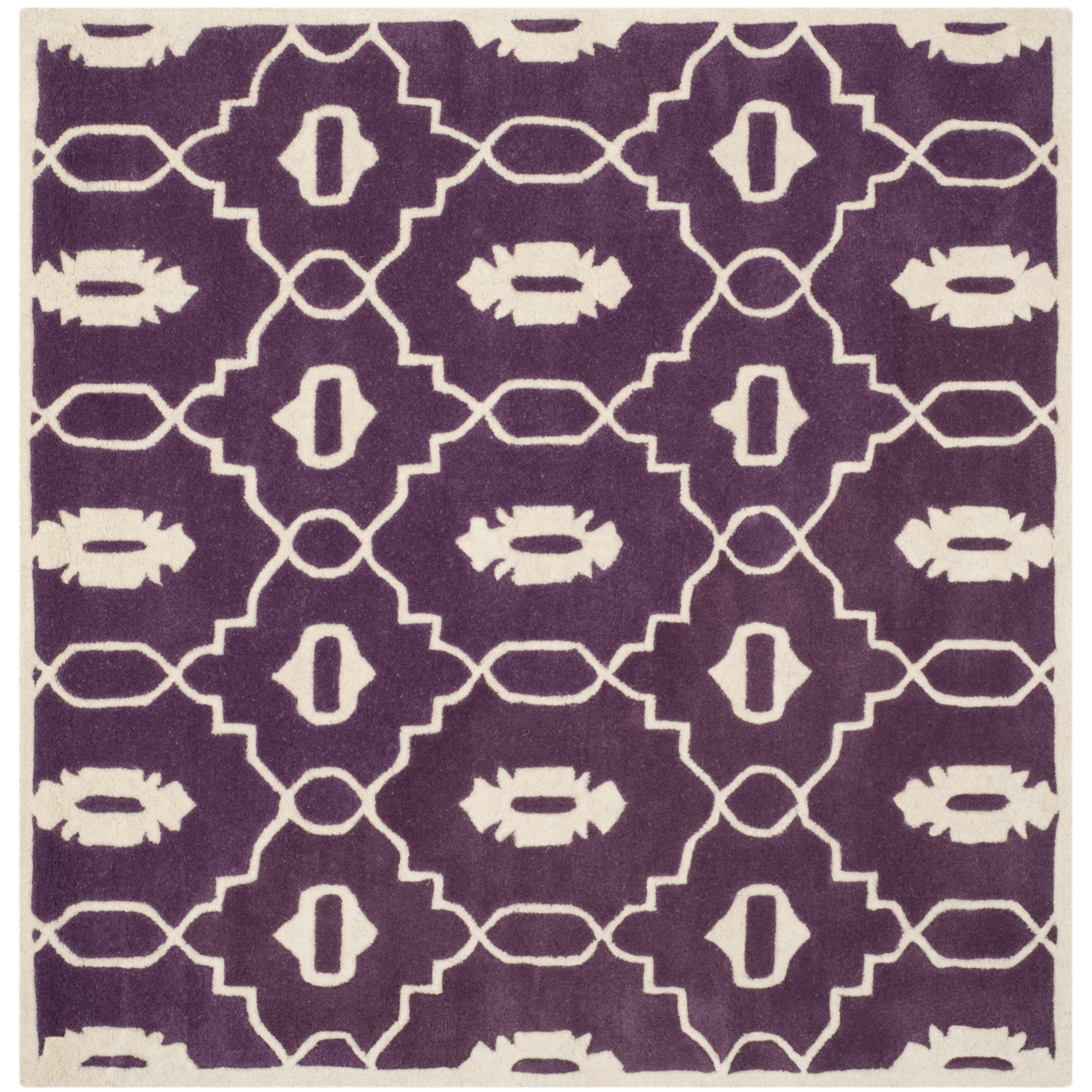 SAFAVIEH Chatham CHT745F Handmade Purple / Ivory Rug - 5' Square