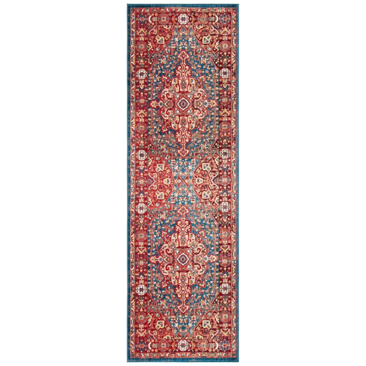SAFAVIEH Kashan Collection KSN305A Blue / Red Rug - 6'-7 X 6'-7 Square