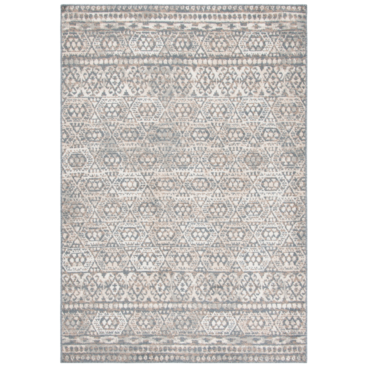 SAFAVIEH Pyramid Collection PYR260A Ivory / Charcoal Rug - 4-5 X 6-5