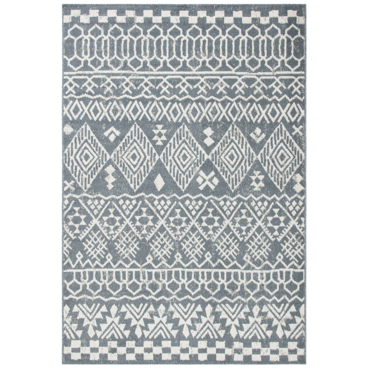 SAFAVIEH Pyramid Collection PYR205A Ivory / Charcoal Rug - 6-7 X 6-7 Square