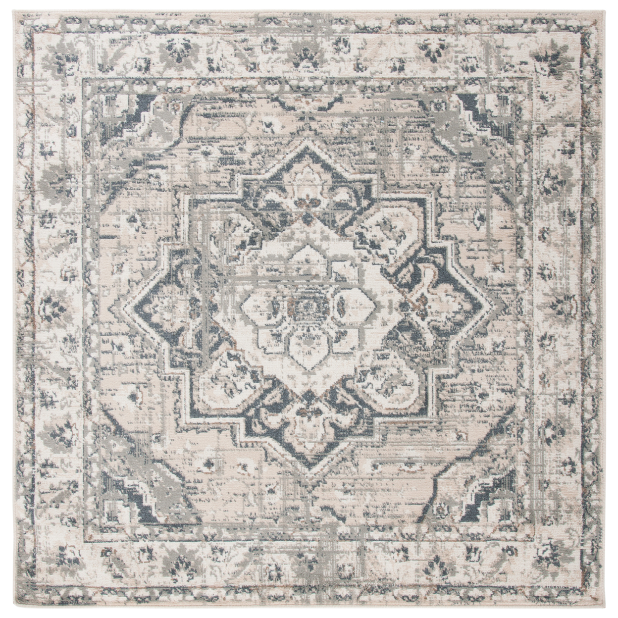SAFAVIEH Pyramid Collection PYR268A Ivory / Grey Rug - 6-7 X 6-7 Square