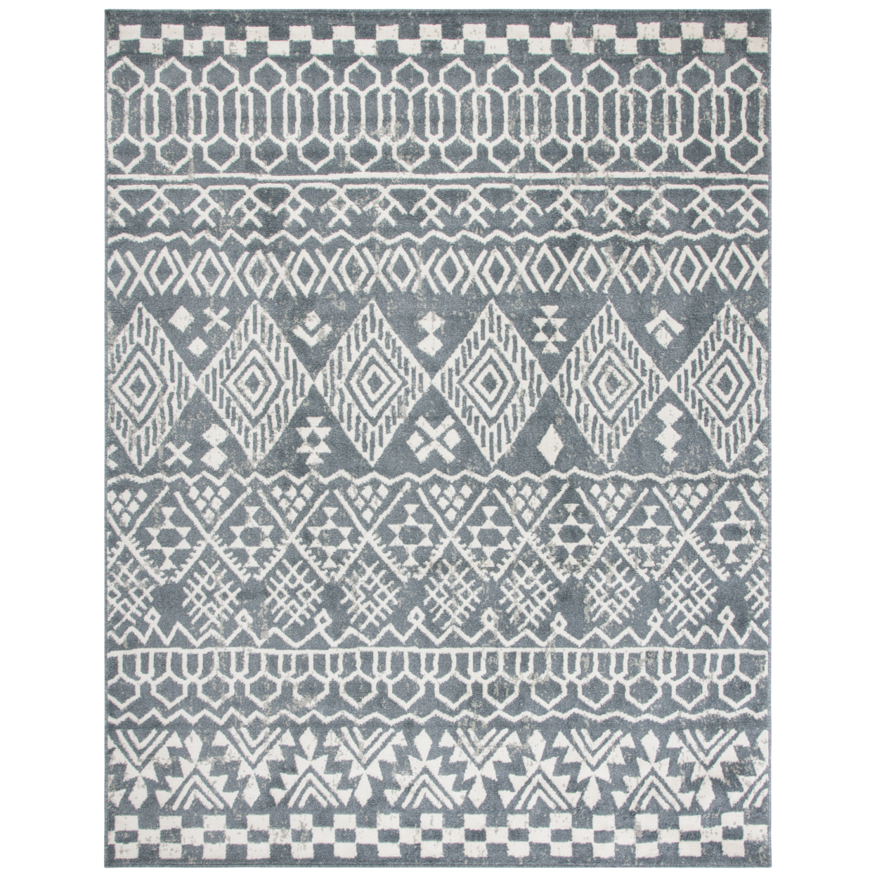 SAFAVIEH Pyramid Collection PYR205A Ivory / Charcoal Rug - 8 X 10