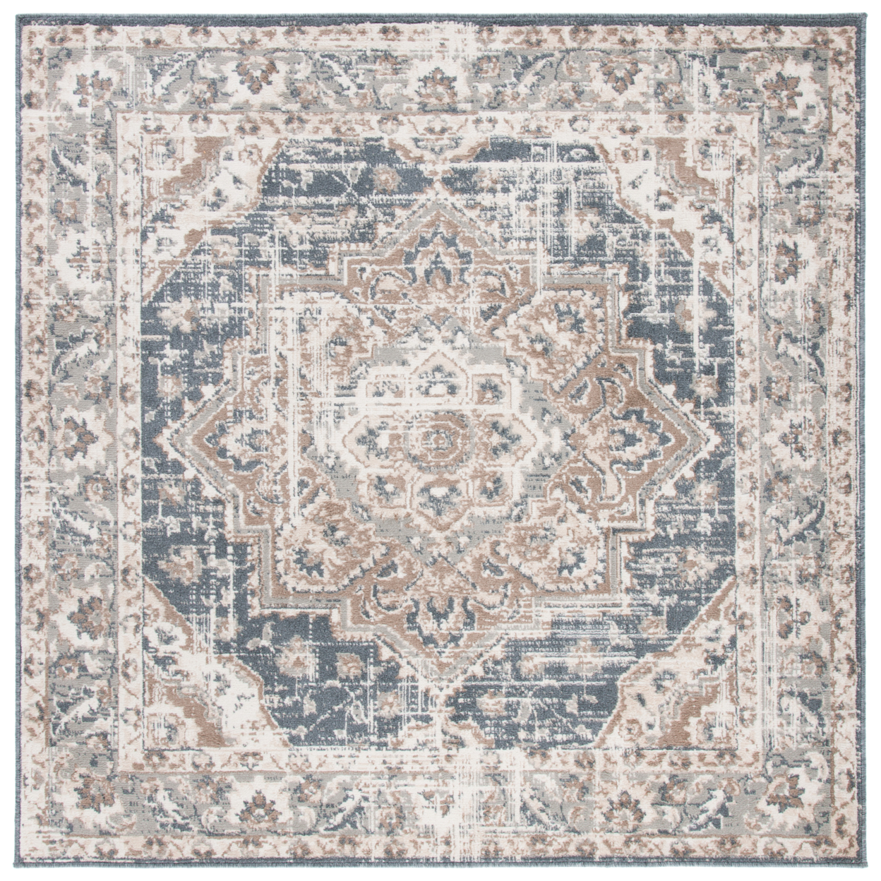 SAFAVIEH Pyramid Collection PYR268B Ivory / Beige Rug - 6-7 X 6-7 Square