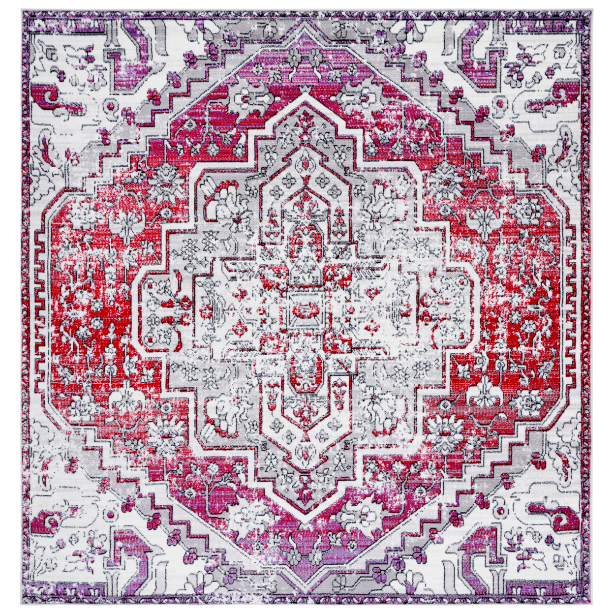 SAFAVIEH Skyler Collection SKY101Q Red / Ivory Rug - 6' 7 Square