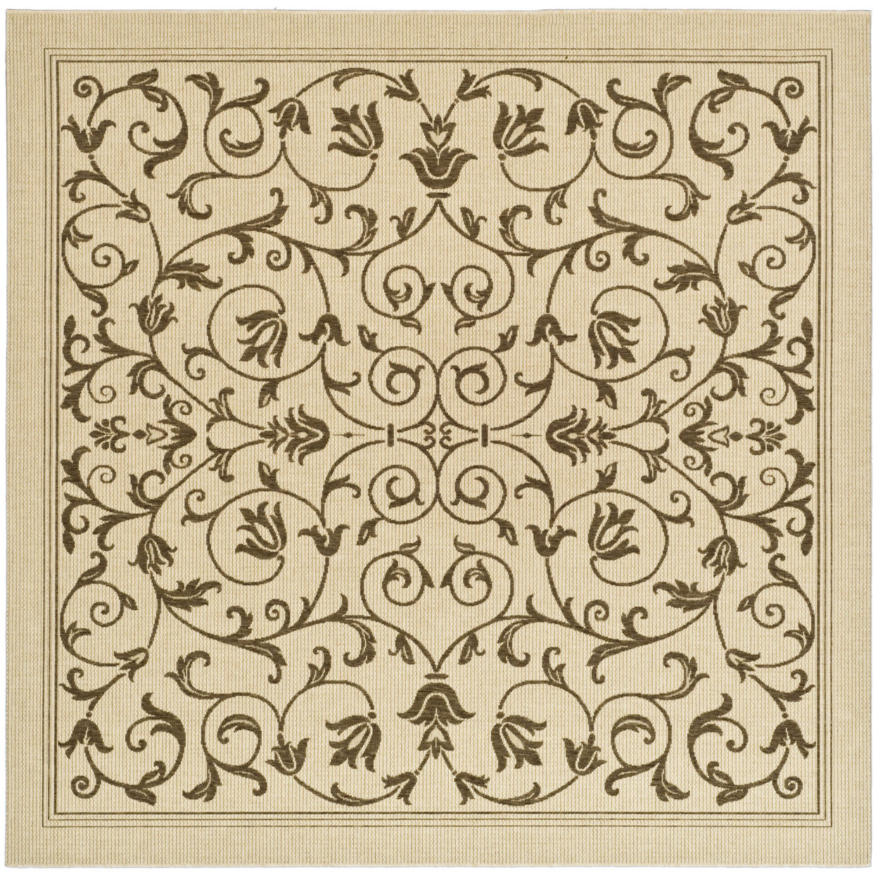 SAFAVIEH Outdoor CY2098-3001 Courtyard Natural / Brown Rug - 7' 10 Square