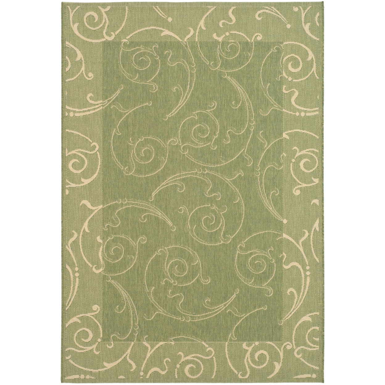 SAFAVIEH Outdoor CY2665-1E06 Courtyard Olive / Natural Rug - 4' X 5' 7
