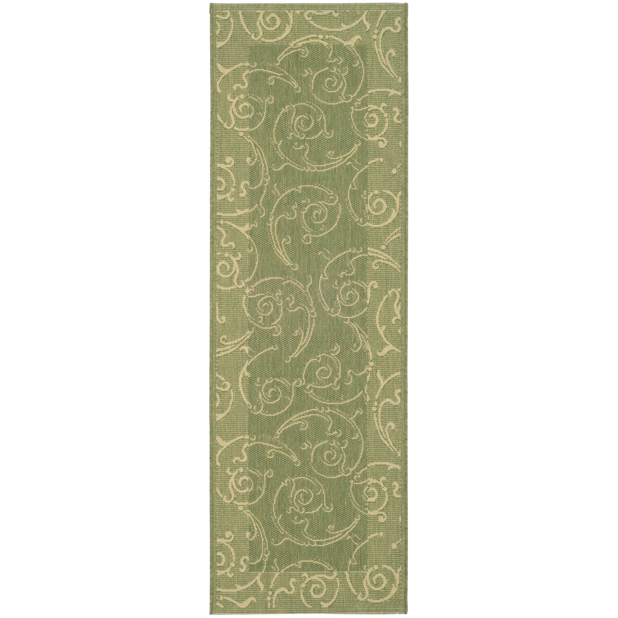 SAFAVIEH Outdoor CY2665-1E06 Courtyard Olive / Natural Rug - 2' 3 X 12'