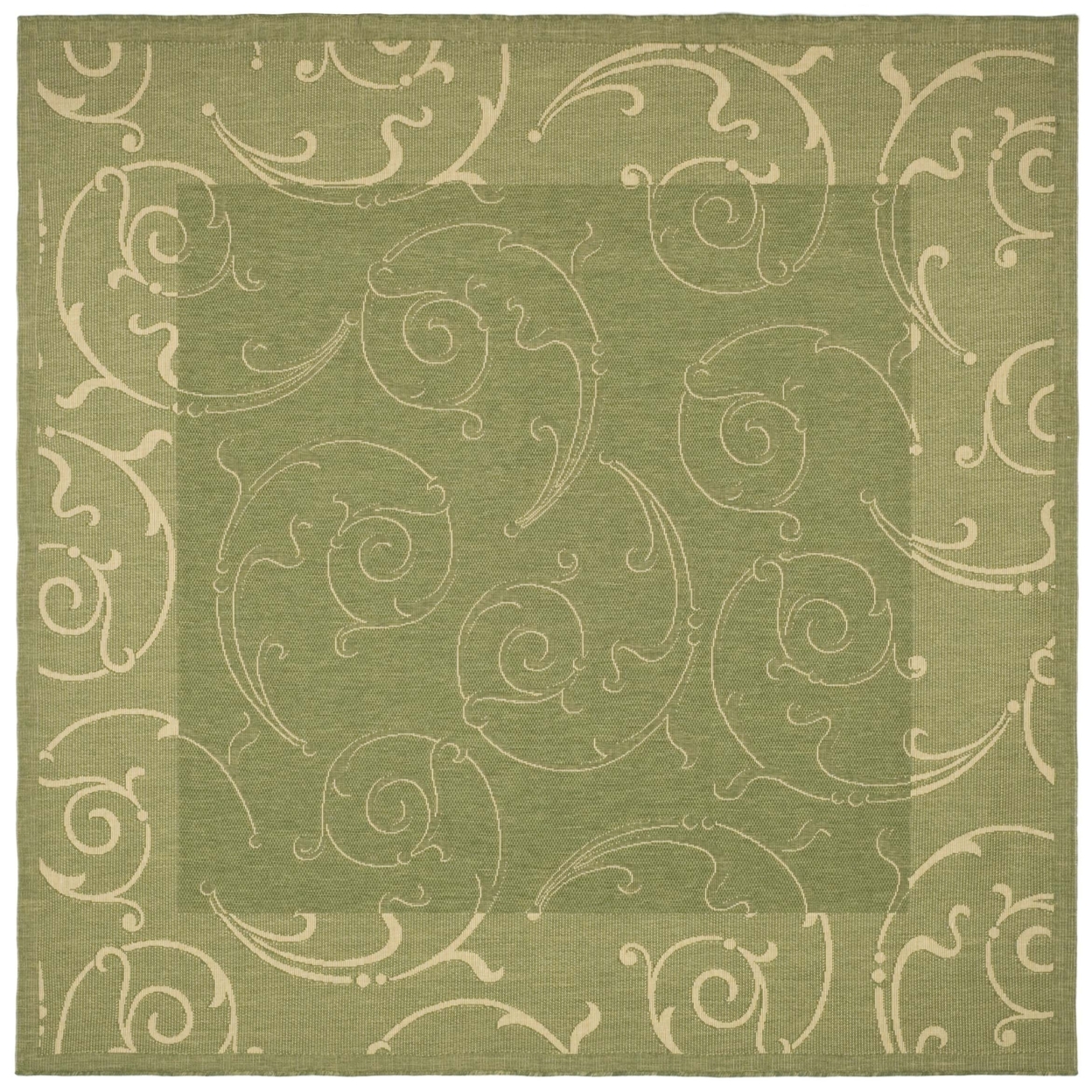 SAFAVIEH Outdoor CY2665-1E06 Courtyard Olive / Natural Rug - 7' 10 Square