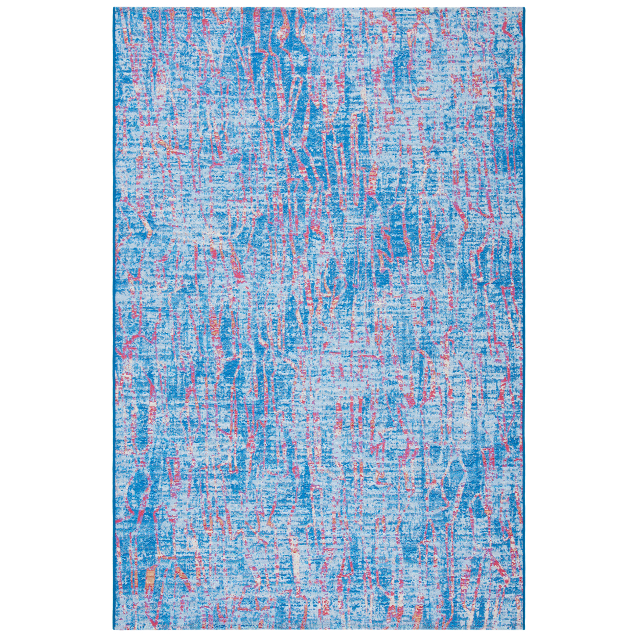 SAFAVIEH Outdoor SMR408M Summer Collection Blue / Red Rug - 4 X 6