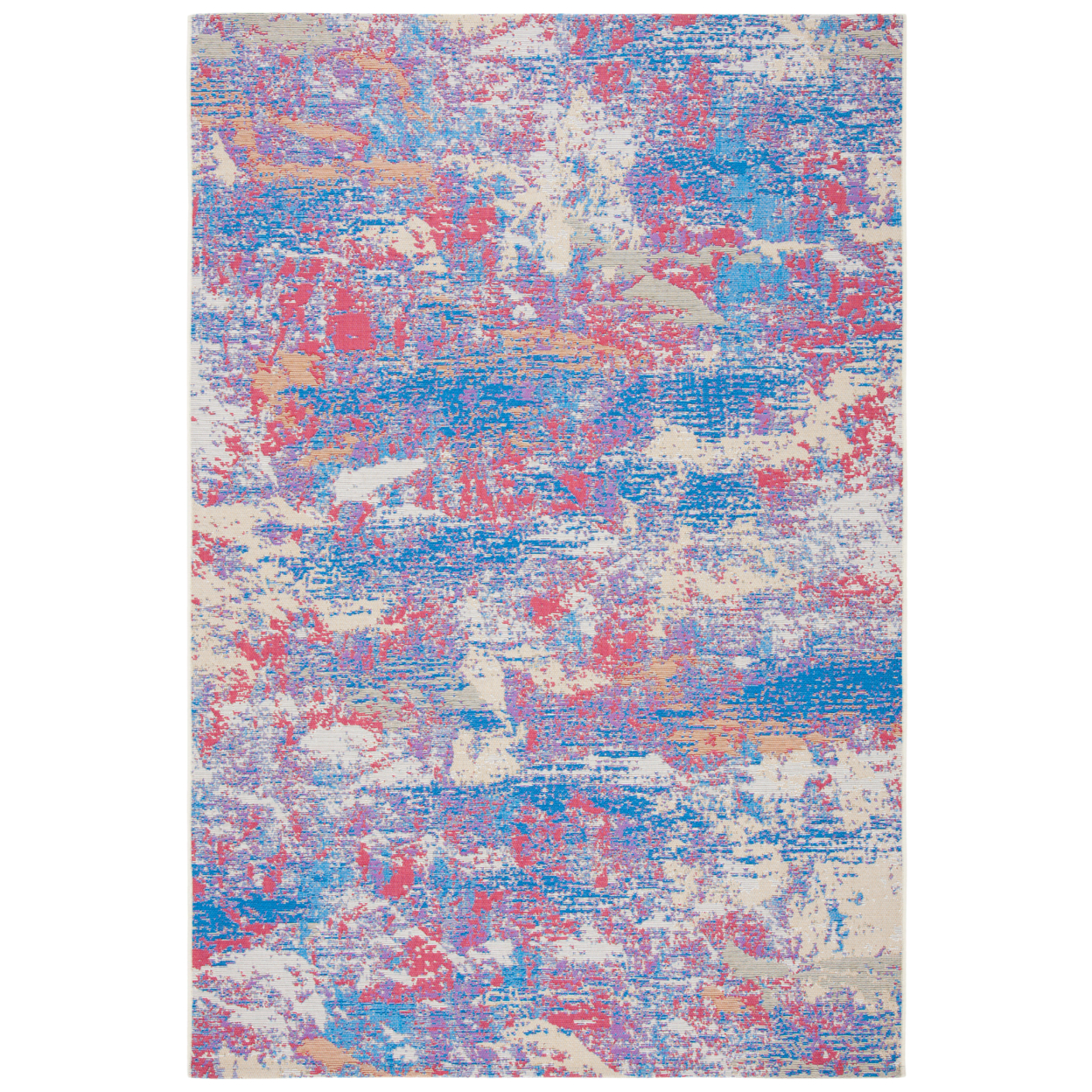 SAFAVIEH Outdoor SMR409M Summer Collection Blue / Red Rug - 4 X 6