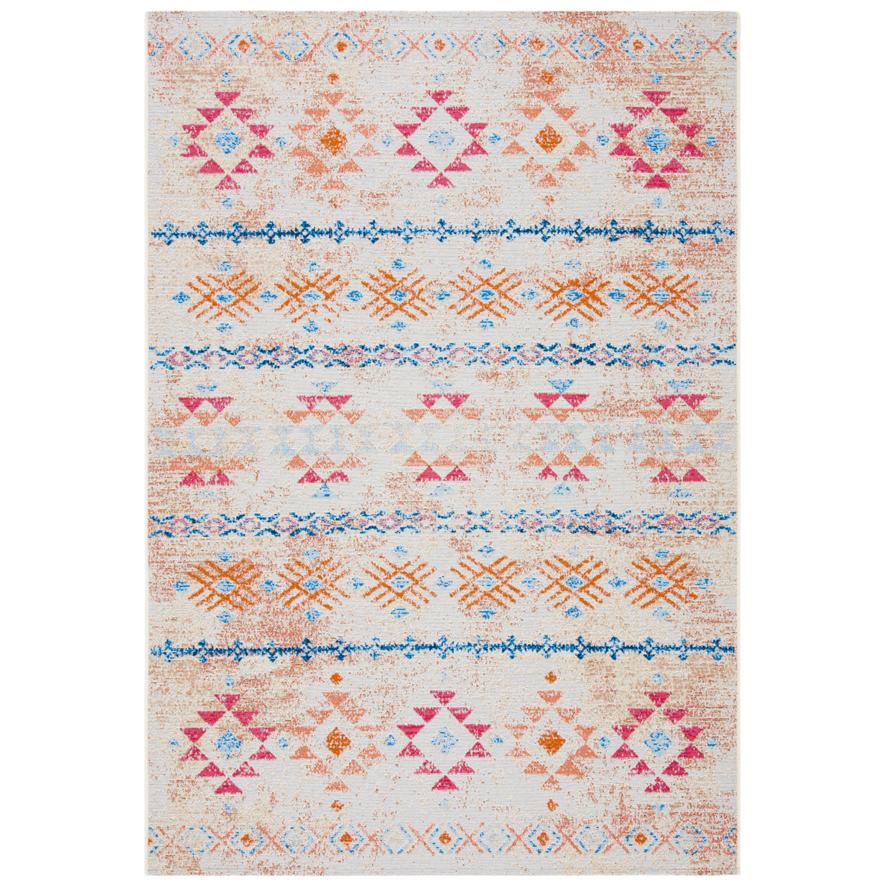 SAFAVIEH Outdoor SMR420A Summer Collection Ivory / Red Rug - 6-6 X 9-4