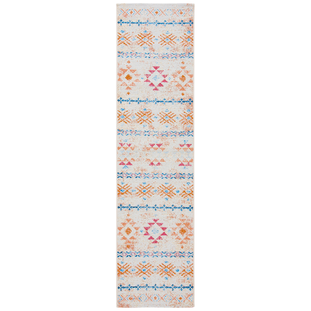 SAFAVIEH Outdoor SMR420A Summer Collection Ivory / Red Rug - 2 X 8
