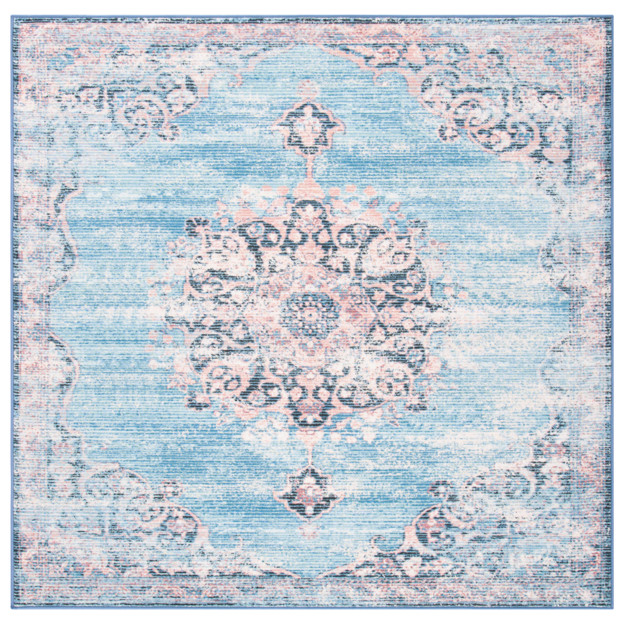 SAFAVIEH Journey Collection JNY152M Turquoise / Pink Rug - 6-7 X 6-7 Square