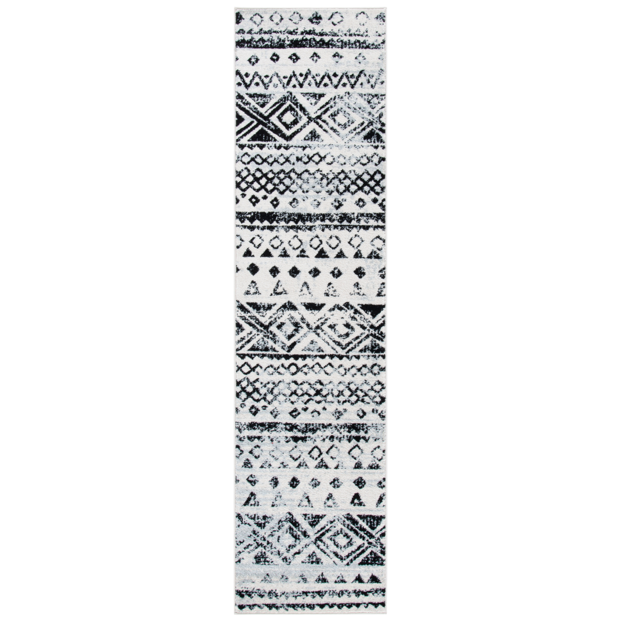 SAFAVIEH Mercer Collection MRE415A Ivory / Charcoal Rug - 2 X 8