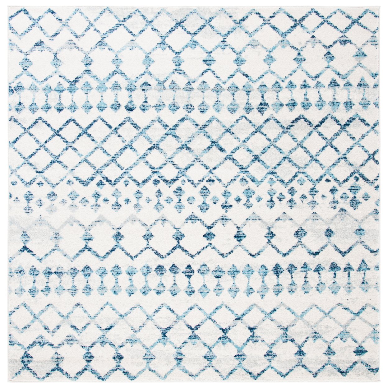 SAFAVIEH Mercer Collection MRE449A Ivory / Turquoise Rug - 6-7 X 6-7 Square
