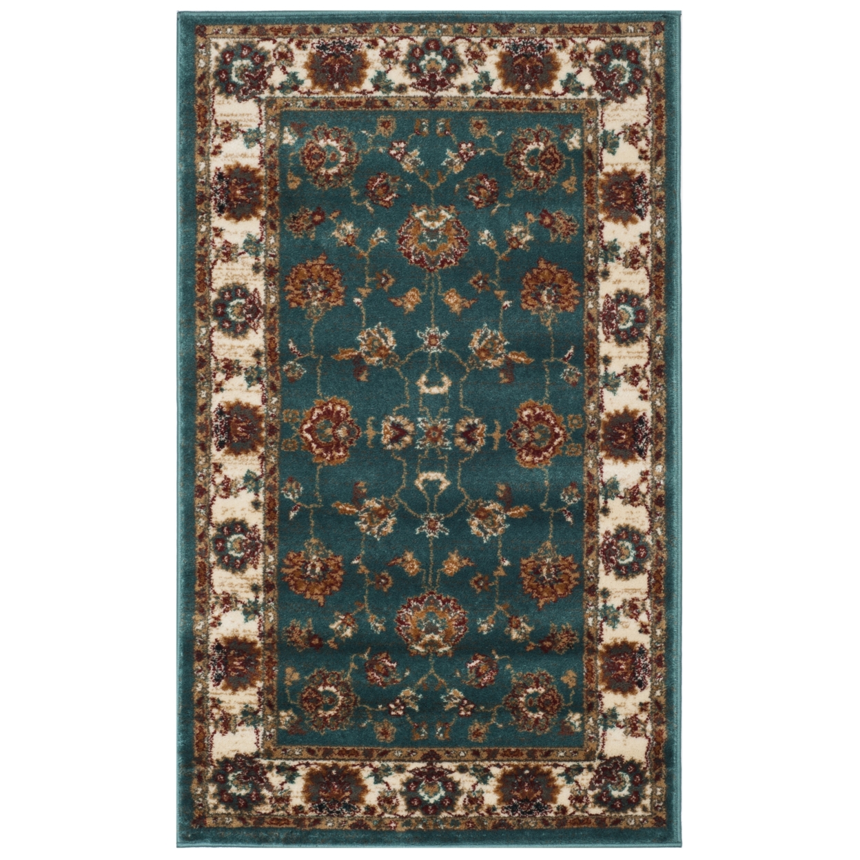 SAFAVIEH Summit Collection SMT292T Teal / Ivory Rug - 3' X 5'