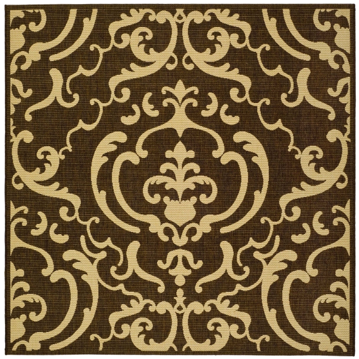 SAFAVIEH Outdoor CY2663-3409 Courtyard Chocolate / Natural Rug - 7' 10 Square