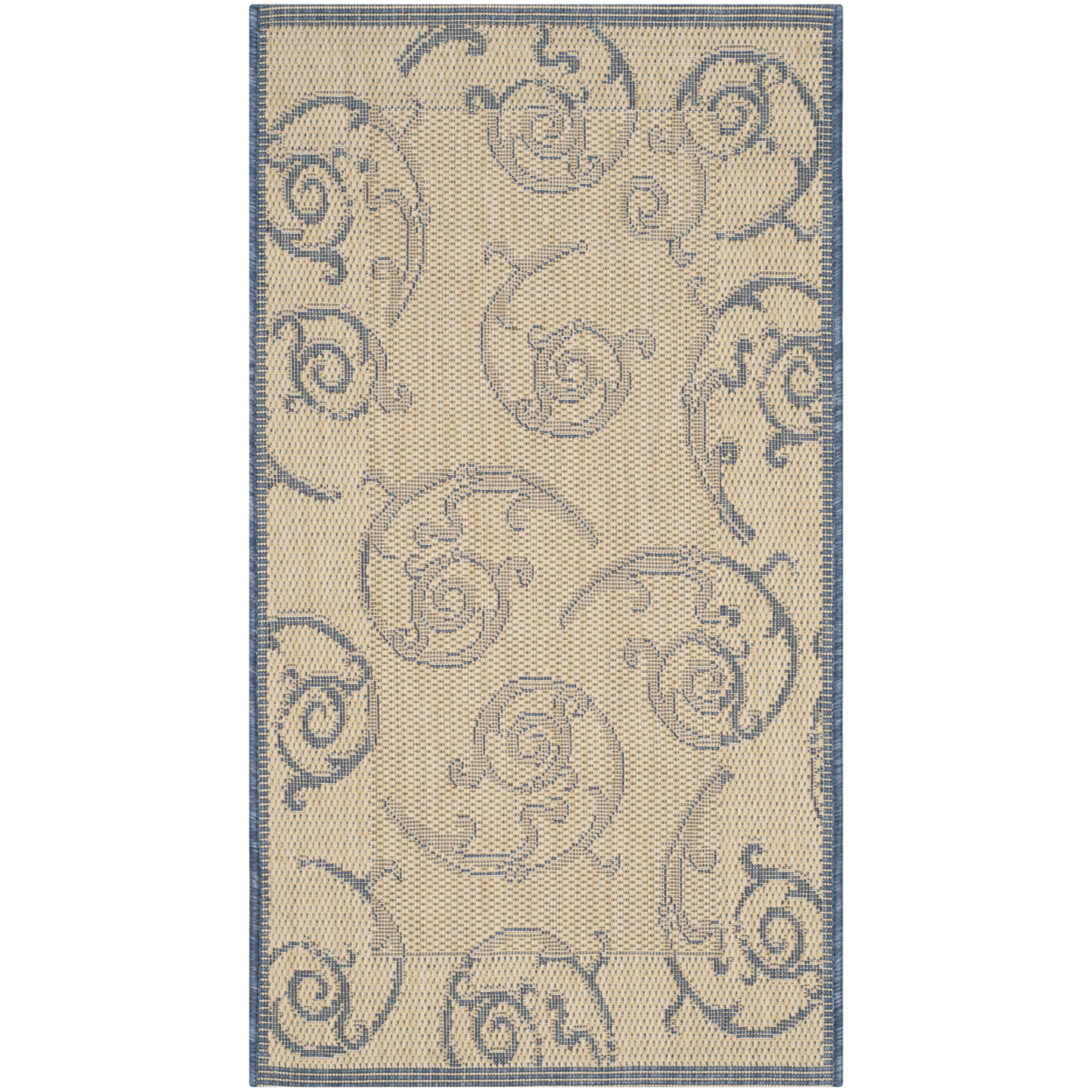SAFAVIEH Outdoor CY2665-3101 Courtyard Natural / Blue Rug - 7' 10 Square