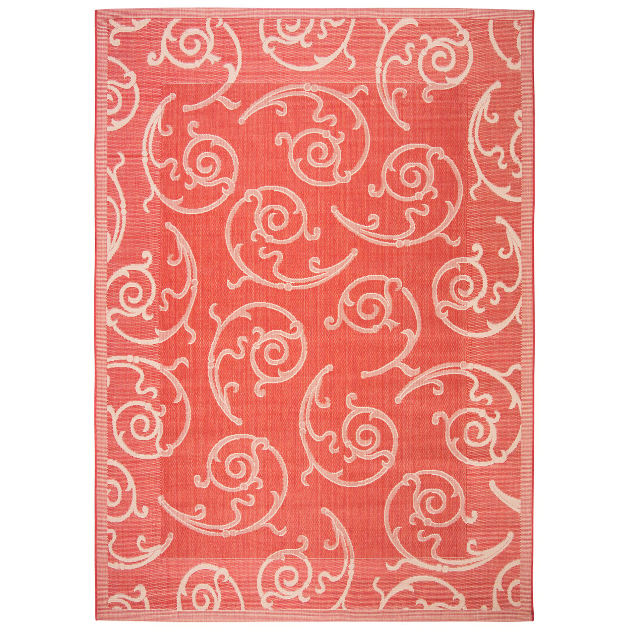 SAFAVIEH Outdoor CY2665-3707 Courtyard Red / Natural Rug - 6' 7 X 9' 6