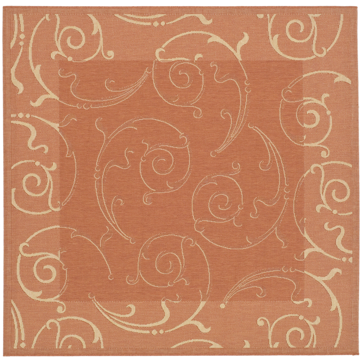 SAFAVIEH Outdoor CY2665-3202 Courtyard Terracotta / Natural Rug - 7' 10 Square
