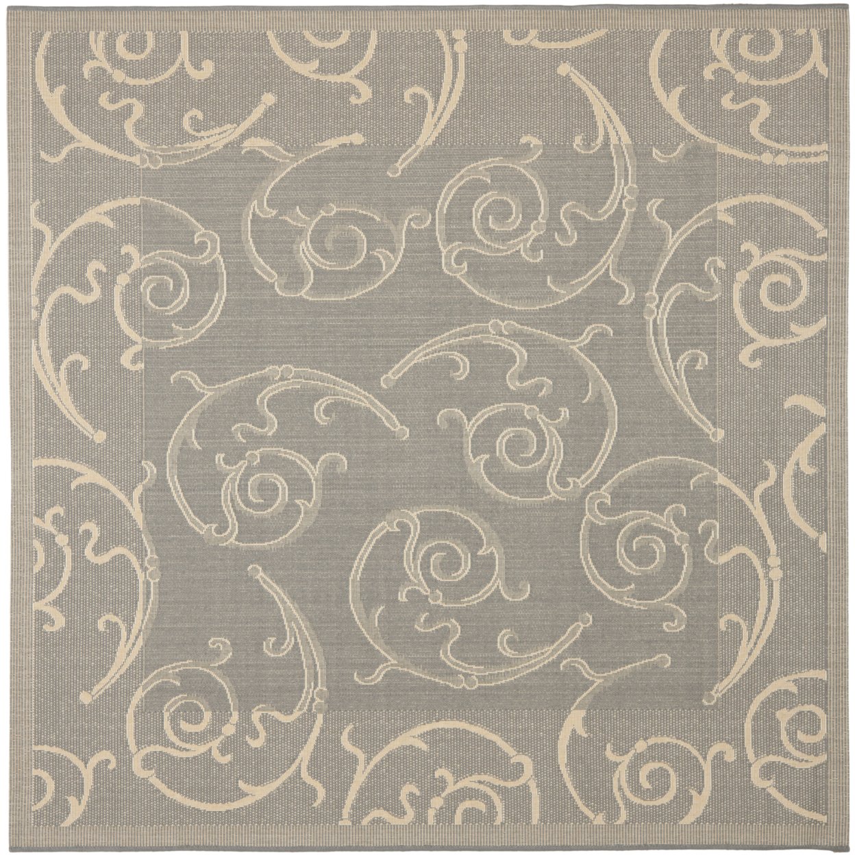 SAFAVIEH Outdoor CY2665-3606 Courtyard Grey / Natural Rug - 6' 7 Square