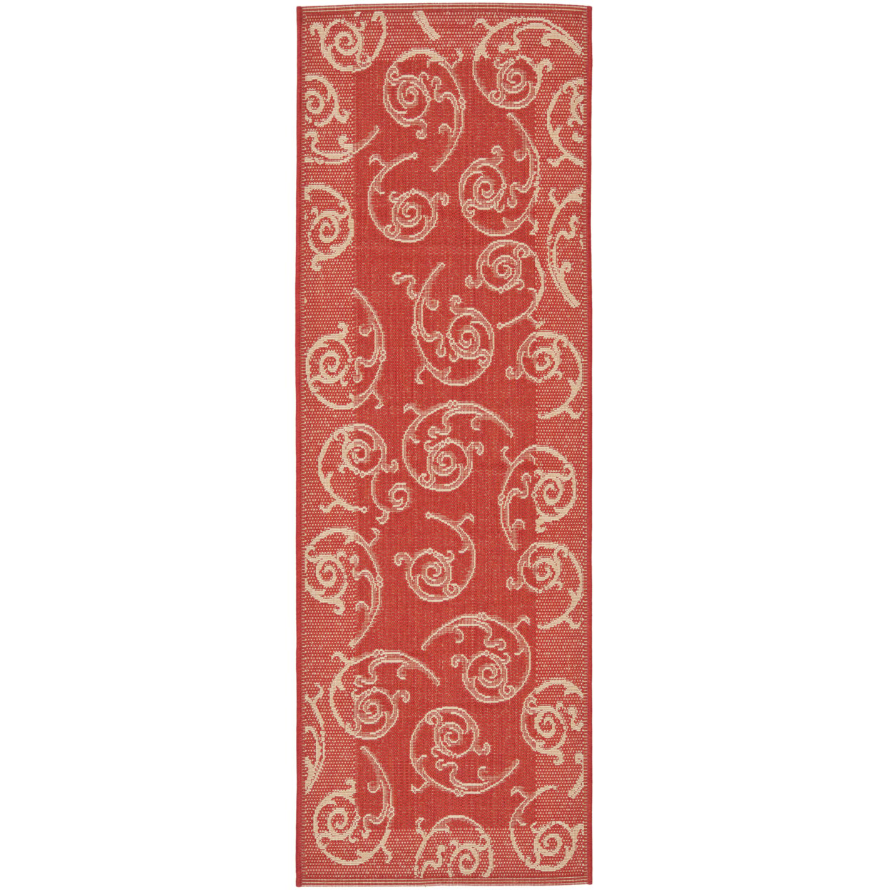 SAFAVIEH Outdoor CY2665-3707 Courtyard Red / Natural Rug - 2' 3 X 10'