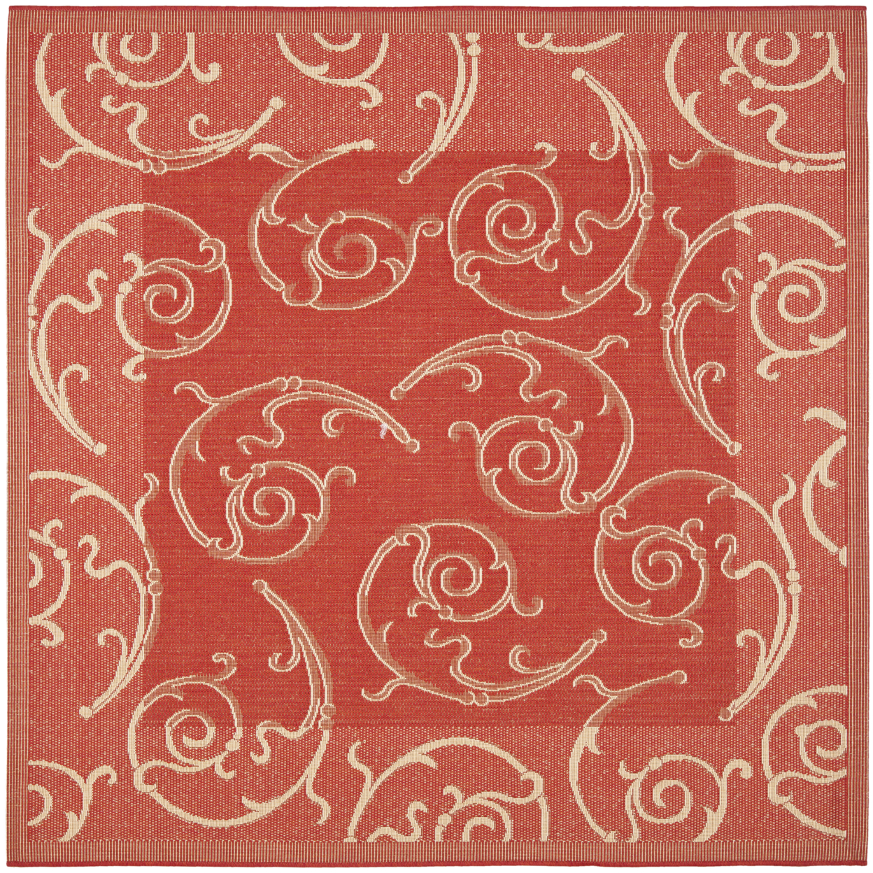 SAFAVIEH Outdoor CY2665-3707 Courtyard Red / Natural Rug - 6' 7 Square