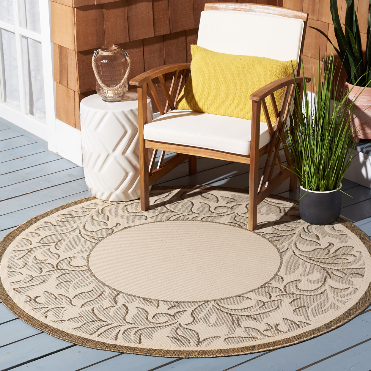 SAFAVIEH Outdoor CY2666-3001 Courtyard Natural / Brown Rug - 4' X 5' 7