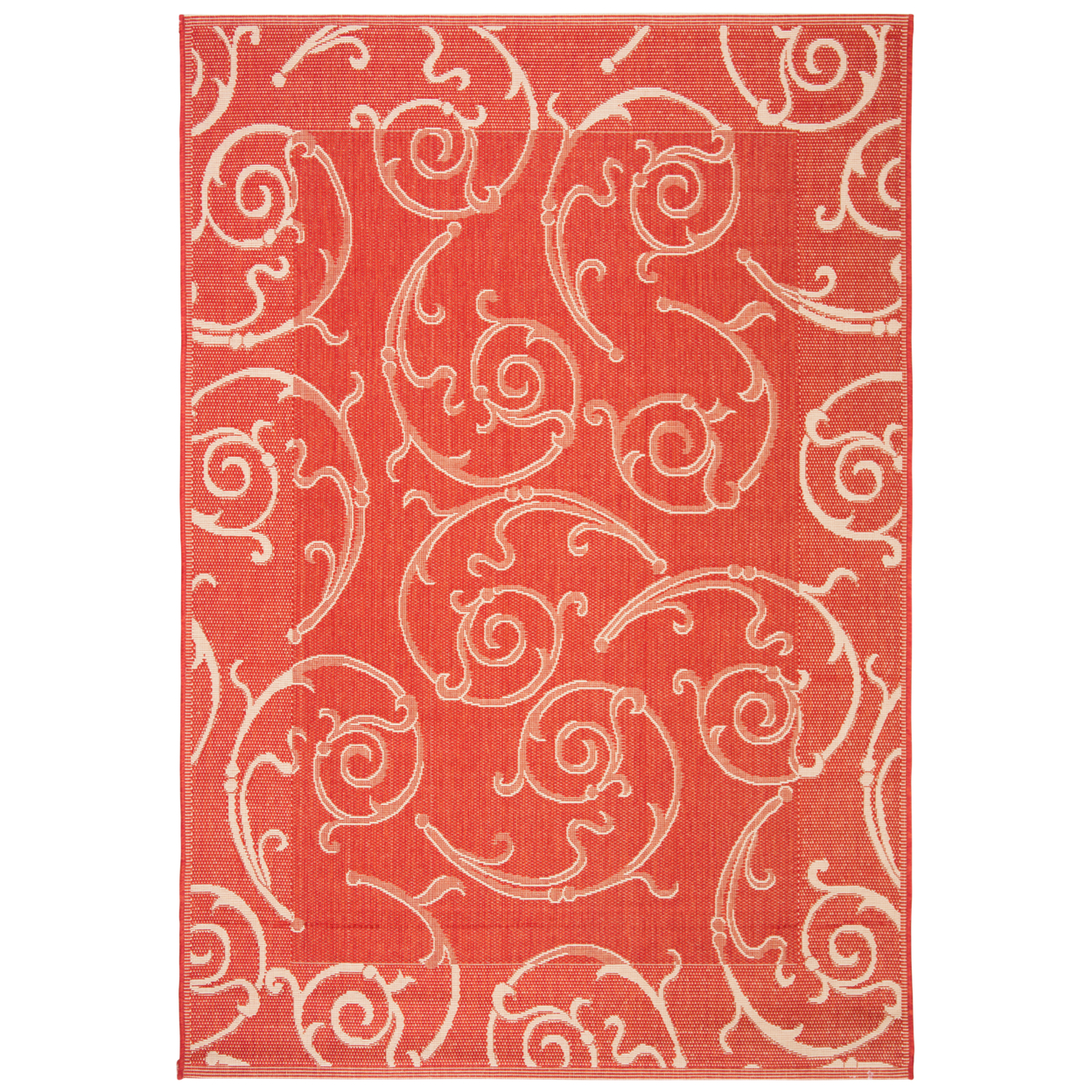 SAFAVIEH Outdoor CY2665-3707 Courtyard Red / Natural Rug - 5' 3 X 7' 7