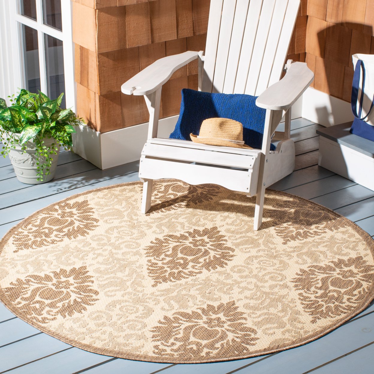 SAFAVIEH Outdoor CY2714-3001 Courtyard Natural / Brown Rug - 6' 7 X 9' 6
