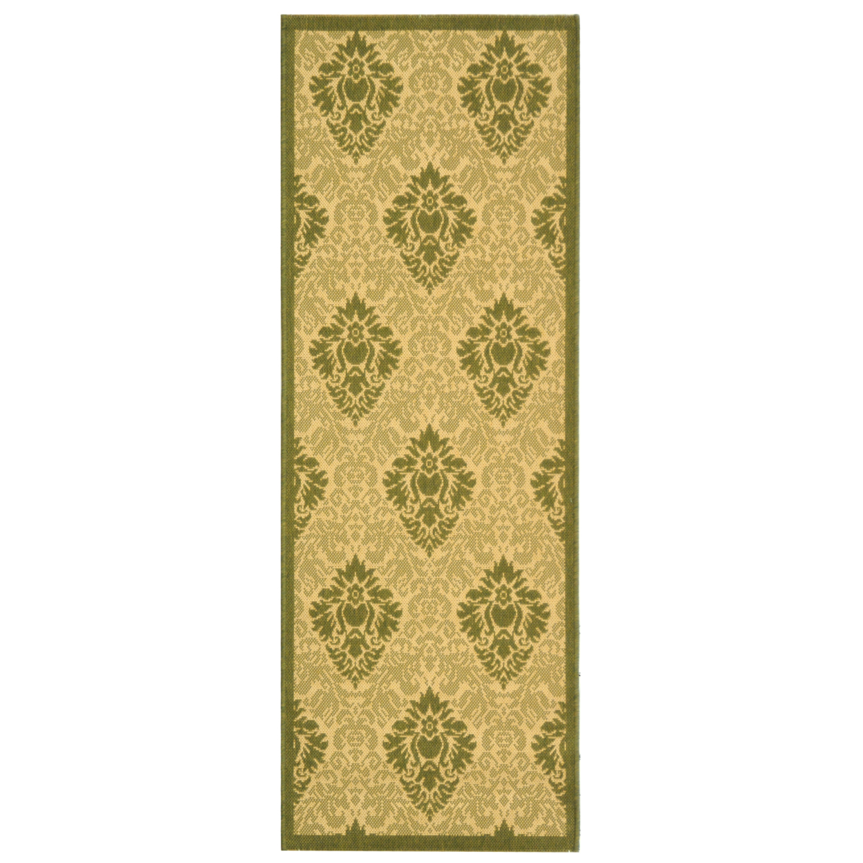 SAFAVIEH Outdoor CY2714-1E01 Courtyard Natural / Olive Rug - 2' 3 X 6' 7