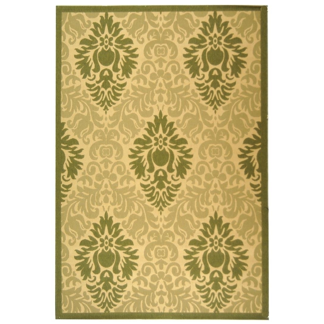 SAFAVIEH Outdoor CY2714-1E01 Courtyard Natural / Olive Rug - 6' 7 X 9' 6