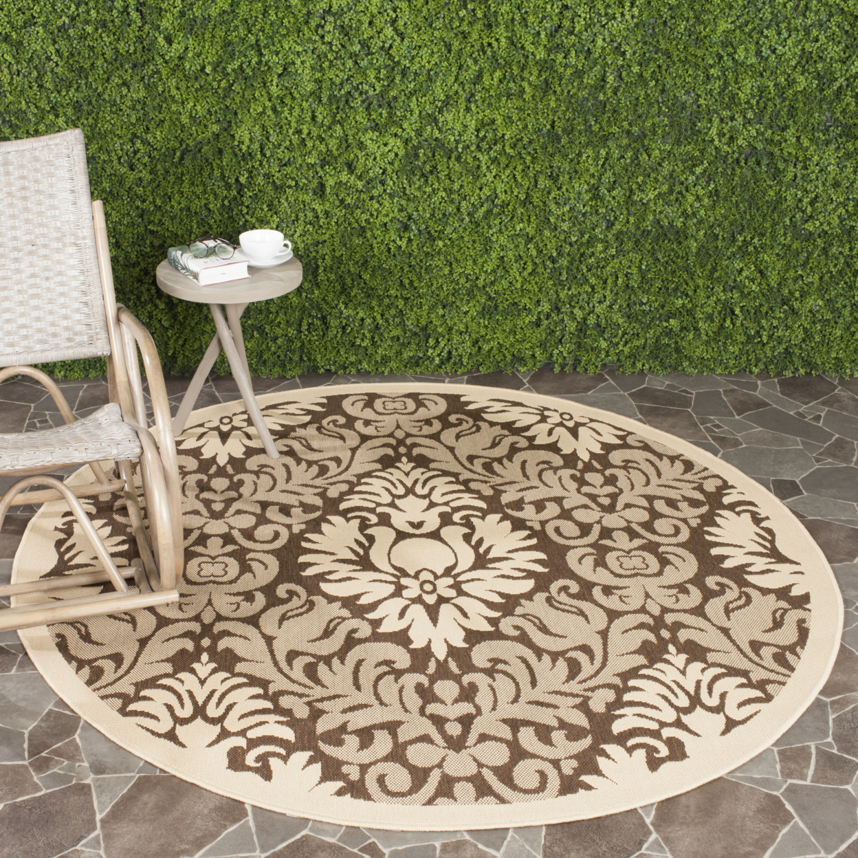 SAFAVIEH Outdoor CY2714-3009 Courtyard Brown / Natural Rug - 4' X 5' 7