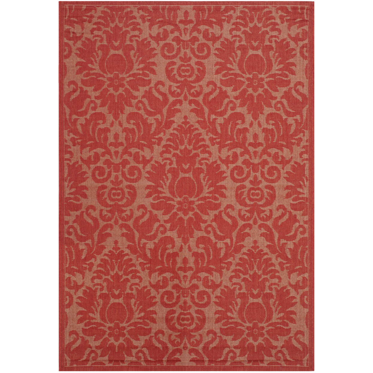 SAFAVIEH Outdoor CY2714-3777 Courtyard Collection Red / Red Rug - 5' 3 X 7' 7