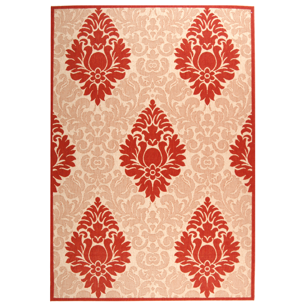 SAFAVIEH Outdoor CY2714-3701 Courtyard Natural / Red Rug - 6' 7 X 9' 6