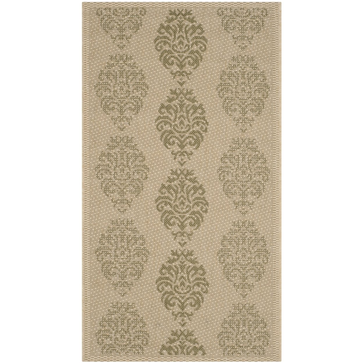 SAFAVIEH Outdoor CY2720-1E01 Courtyard Natural / Olive Rug - 2' 3 X 10'